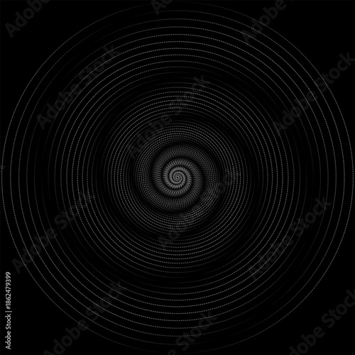 Abstract glowing spiral vortex background with dark texture. Futuristic swirl pattern representing motion, energy, hypnosis, galaxy, and digital art concept. Suitable for technology, science.