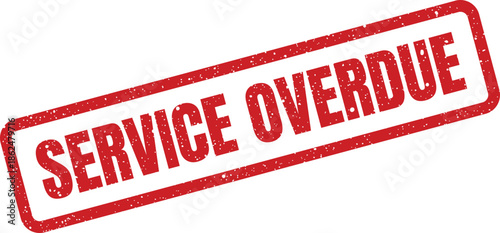 Distressed red rubber stamp mark displaying Service Overdue text, useful for reminders or payment alert visuals