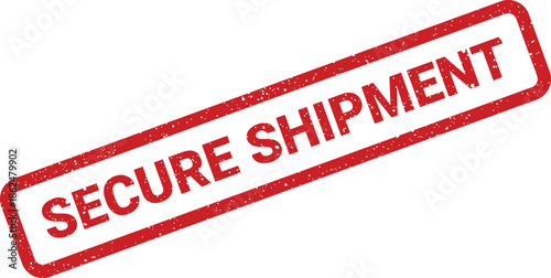 Distressed red rubber stamp vector illustrating the phrase secure shipment for reliable delivery and package transportation safety