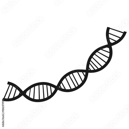 A simple black and white outline illustration of a DNA strand helix