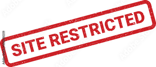 Distressed rubber stamp displaying a clear site restricted warning message for web security notifications