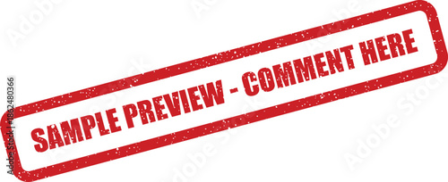 Distressed rubber stamp displaying SAMPLE PREVIEW COMMENT HERE text indicating content for review and feedback collection