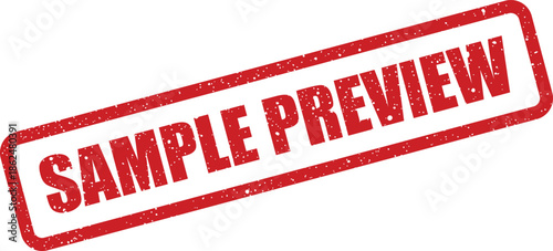 Distressed rubber stamp displaying SAMPLE PREVIEW text indicating a glimpse of content for marketing materials and visual presentation