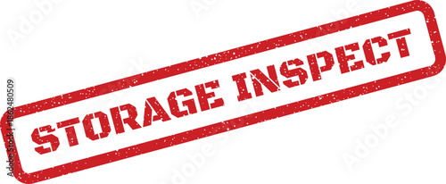 Distressed rubber stamp effect featuring STORAGE INSPECT message for system maintenance or data review procedures