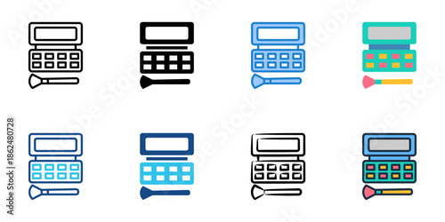 Makeup palette icons set multiple style collection. Editable stroke 
