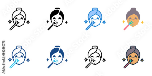 Highlighter icons set multiple style collection. Editable stroke 
