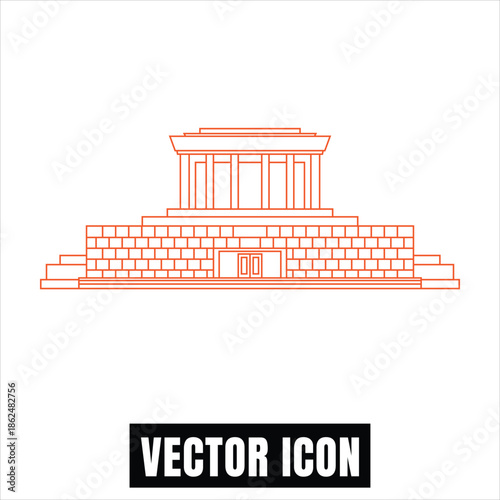Lincoln Memorial building outline vector illustration flat design landmark