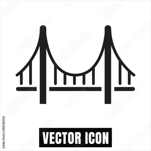Suspension Bridge Icon Vector Illustration - Flat Design Symbol