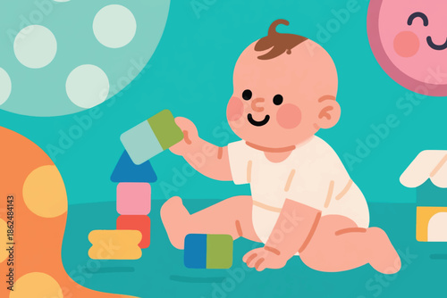 Illustration Of A Baby Building Blocks Vector Design Template