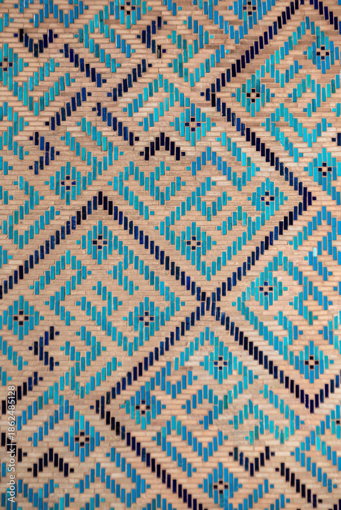 Fototapeta premium Intricate Tile Patterns at Khoja Ahmed Yasawi Mausoleum