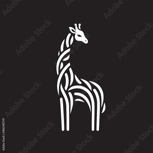 Black horse silhouette and cute pony vector illustration featuring a wild farm animal design with a stylized tail and nature art