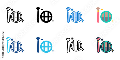 Bronzer icons set multiple style collection. Editable stroke 
