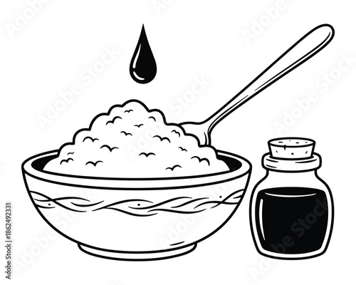 Bowl with cereal and spoon with bottle on transparent one hundred characters only