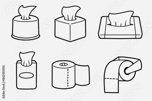 set of tissue with outline style good for icon, symbol, element design, coloring book, etc