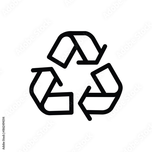 Minimal recycle symbol icon representing sustainability, eco-friendly practices, waste management, and environmental protection in a clean line vector style