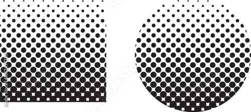 Black and white halftone dot patterns side by side dots texture