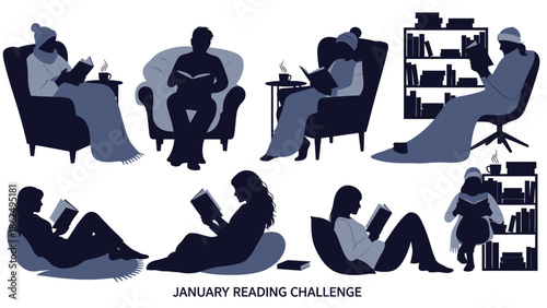 People engaged in reading activities in january reading challenge