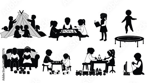 Children engaging in various indoor and outdoor activities