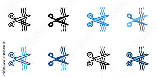 Haircut icons set multiple style collection. Editable stroke 
