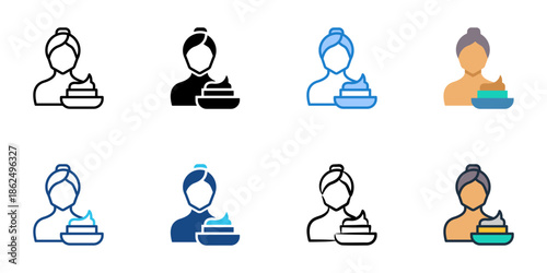 Body scrub icons set multiple style collection. Editable stroke 
