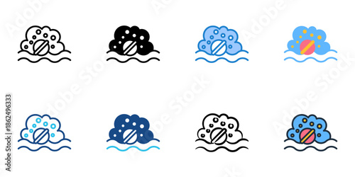 Bath bomb icons set multiple style collection. Editable stroke 
