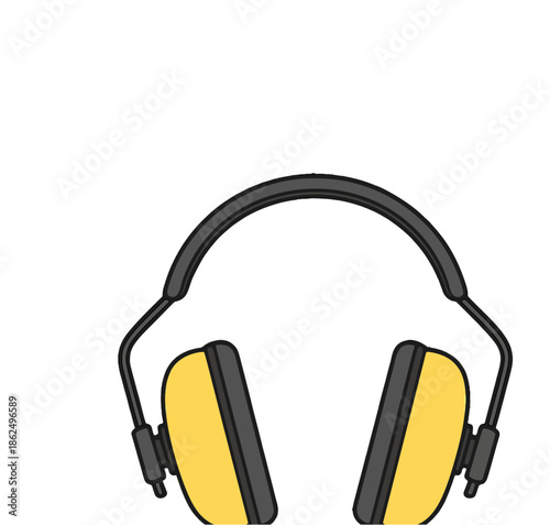 Yellow Safety Headphones Illustration.