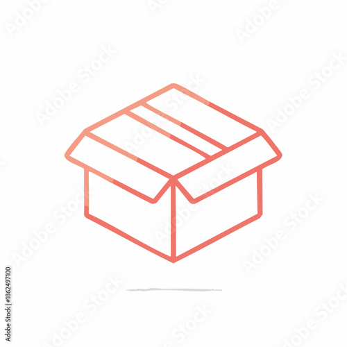 Single delivery box outline vector icon, minimal geometry, uniform stroke width, viewed from above, representing shipping and packaging