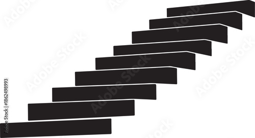 A minimalist black staircase on a white background