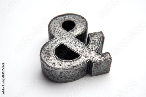 Metal ampersand on white background