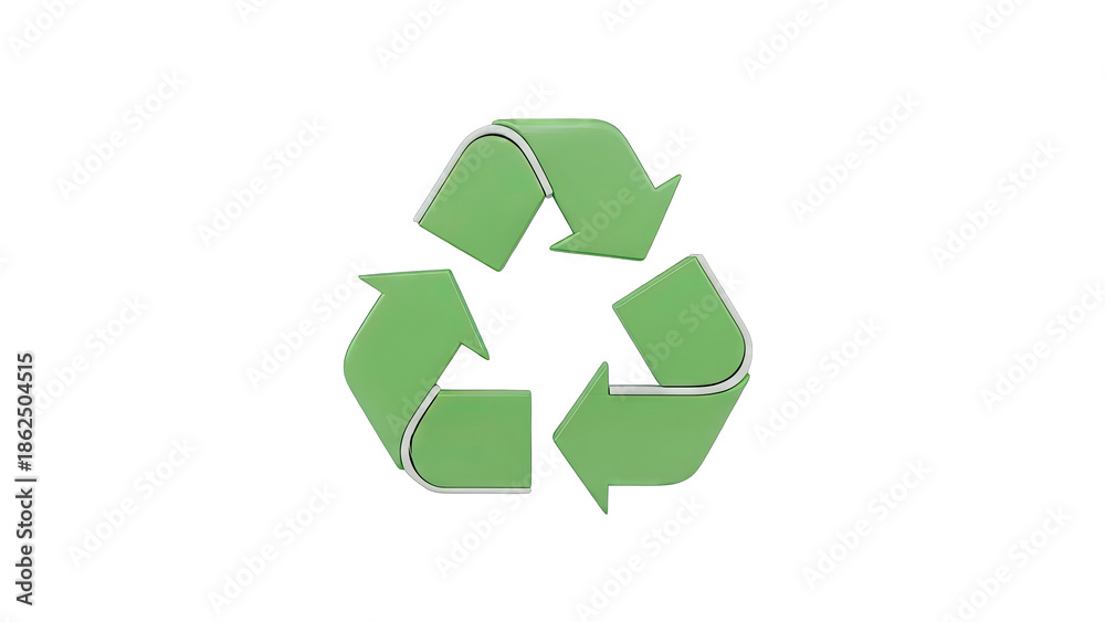 Fototapeta premium Green recycling symbol with silver trim