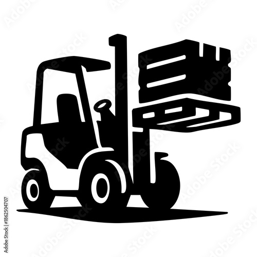 Forklift Lifting Pallets in Warehouse Operation.
