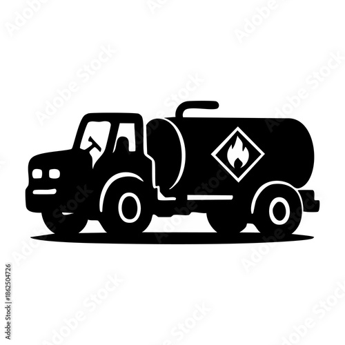 Fuel Tanker Truck Silhouette Illustration.