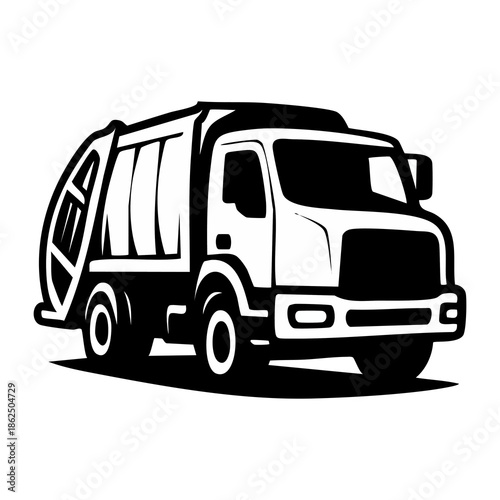 Garbage Truck Vector Illustration Front View.