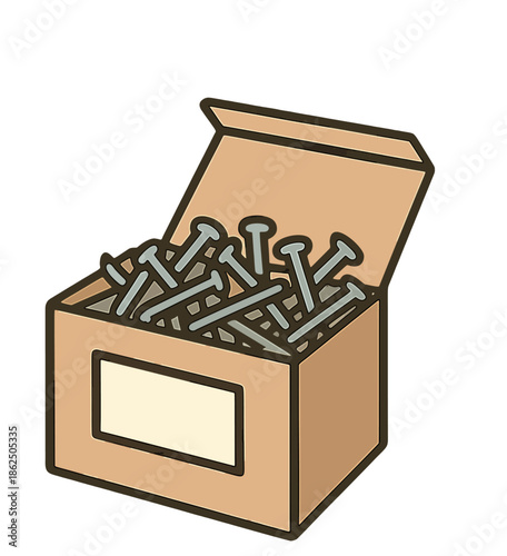 Box of Nails Illustration.