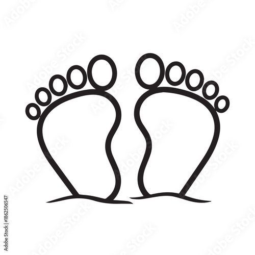 A minimalist illustration of a pair of bare feet on the ground