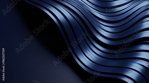 4K Dynamic Deep Blue Business Background: Smooth Liquid Metal Curves for Marketing & Digital Design