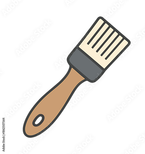 Paintbrush with wooden handle.