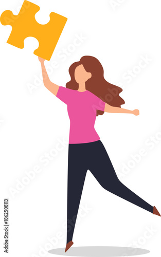 People Holding Puzzle Illustration Element