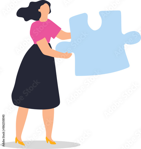 People Holding Puzzle Illustration Element