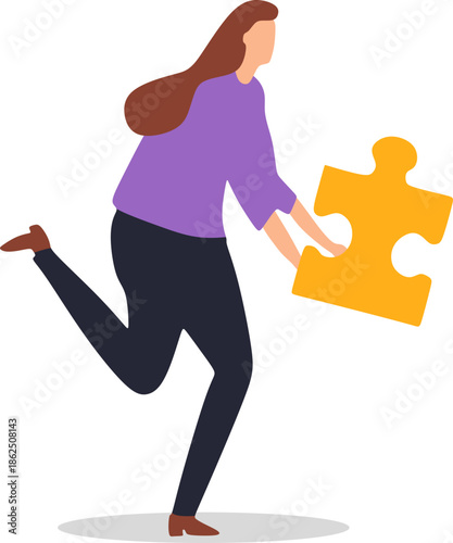 People Holding Puzzle Illustration Element