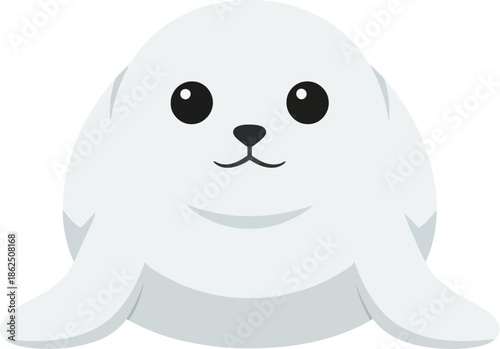 Cute white baby seal pup cartoon character illustration.