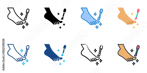 Pedicure icons set multiple style collection. Editable stroke 
