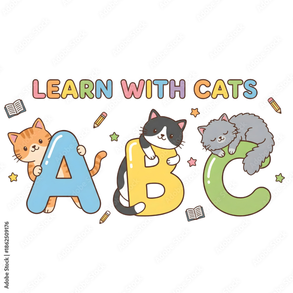 Fototapeta premium Cute Cat Alphabet Illustration