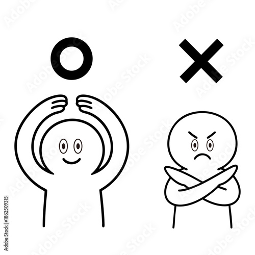 〇×をする棒人間
