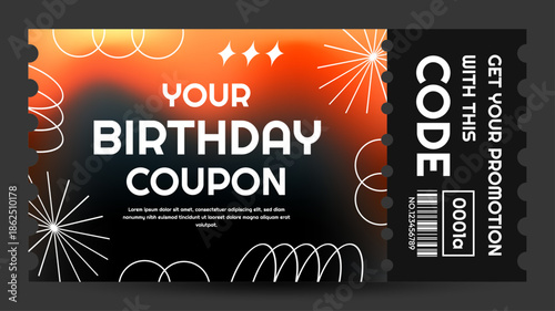 Vibrant Birthday Coupon Voucher with Promotion Code