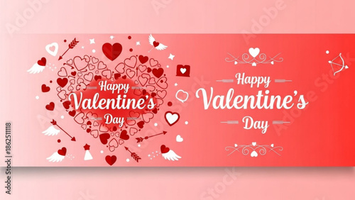 Celebrating Valentine's Day with Love and Heartfelt Wishes on a Romantic Banner