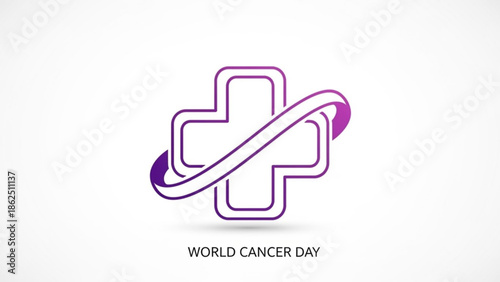 Purple Cross Symbolizing Cancer Awareness on World Cancer Day