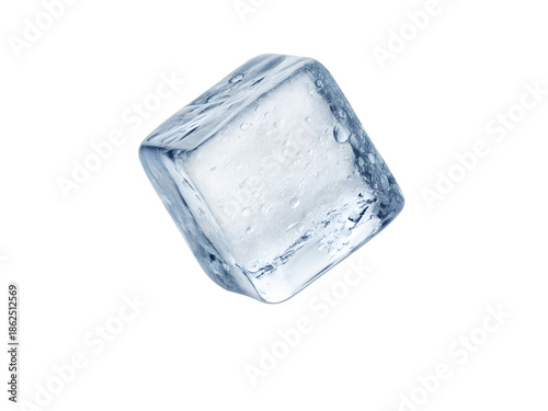 flying ice cubes isolated on transparent background