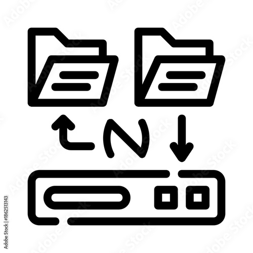 Принти на полотні Two file folders transferring to and from a server