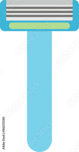 Flat design vector illustration of a blue disposable shaving razor.